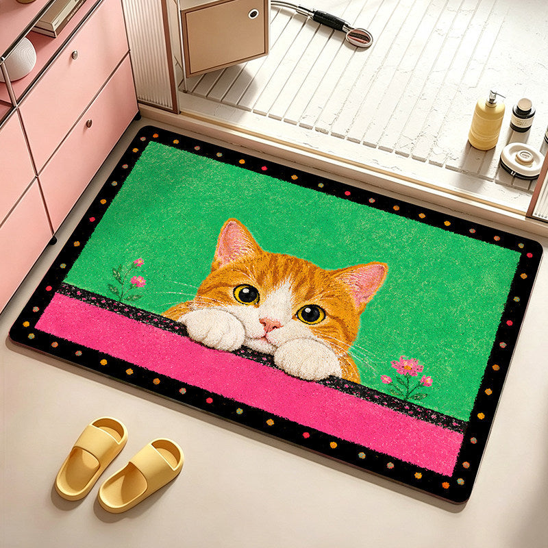 Artistic Cat-Themed Bath Mat