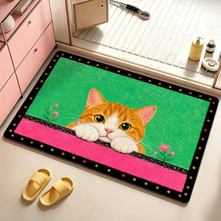 Artistic Cat-Themed Bath Mat