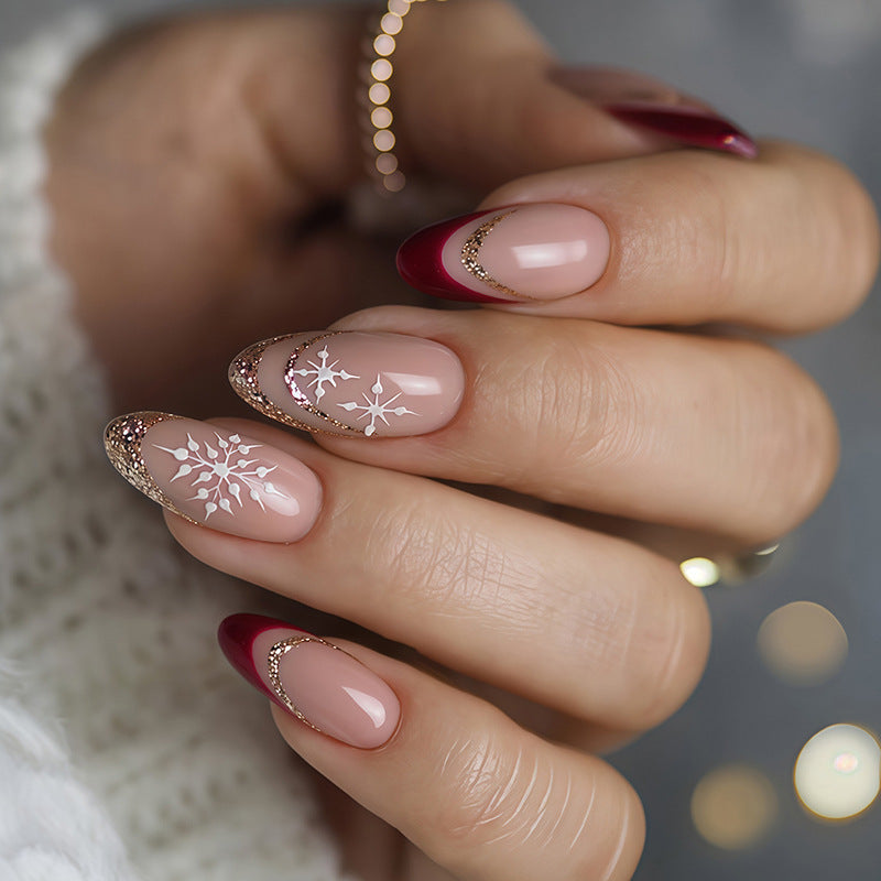 Glamorous artificial nail set with glitter and detailed design Kalsten