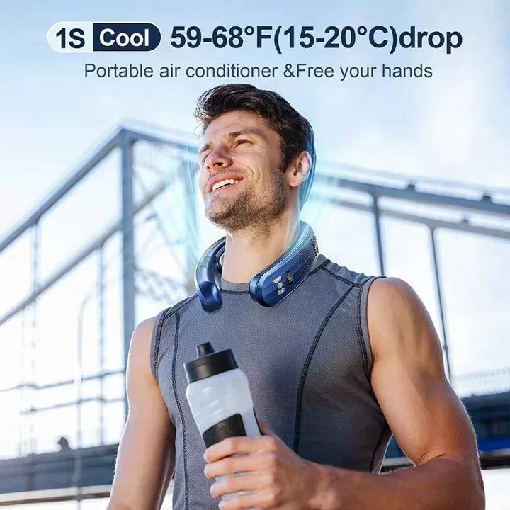 Unisex one size hands-free portable neck cooling fan with LED display and adjustable airflow Kalsten