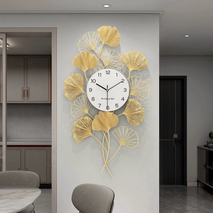 Elegant Ginkgo Leaf Wall Clock Kalsten