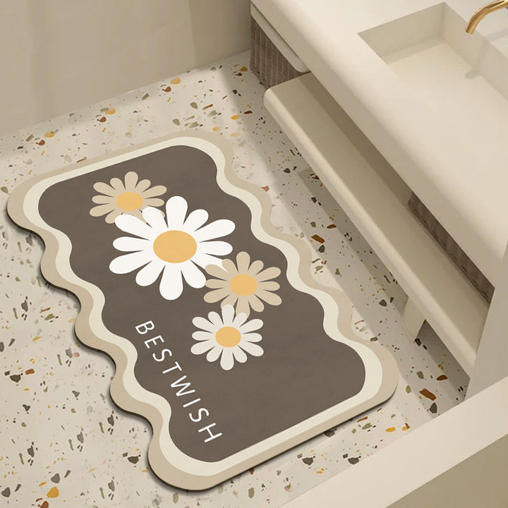 Floral Patterned Bathroom Mat