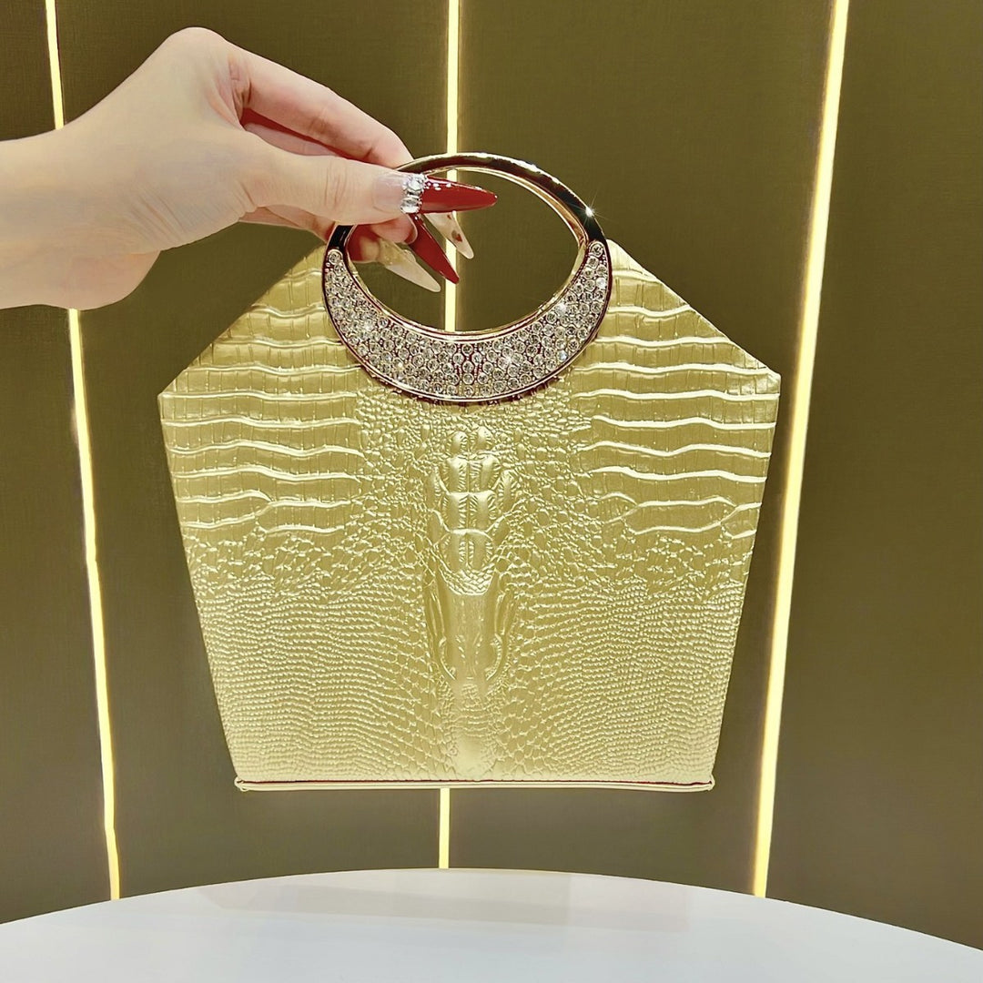 Crocodile-Effect Evening Handbag