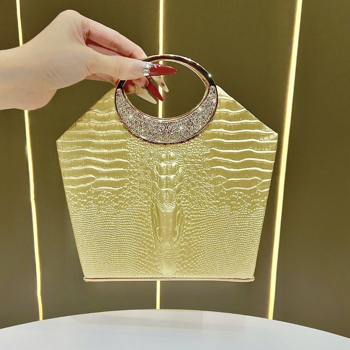 Crocodile-Effect Evening Handbag