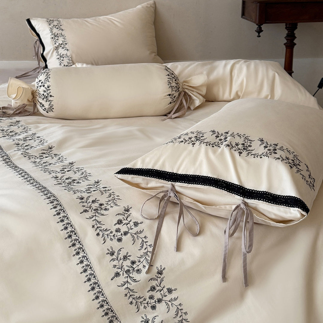 Luxury bedding set with embroidered border detail