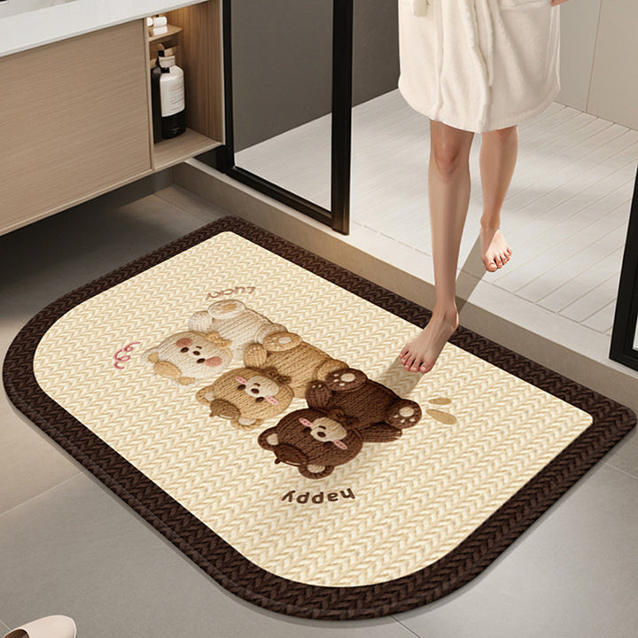Absorbent Non-Slip Bath Mat with Winter Theme