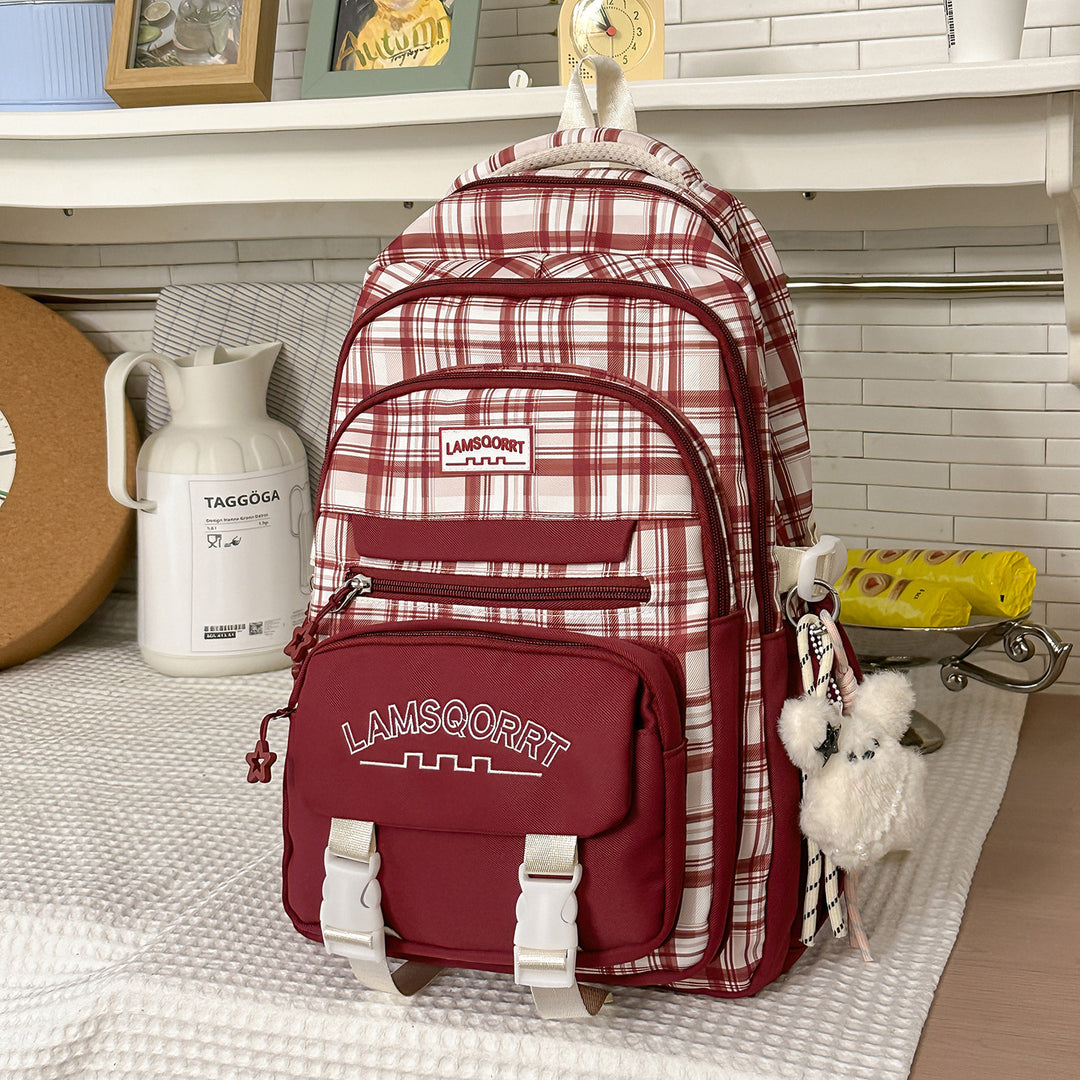 Stylish Plaid Pattern Backpack Kalsten