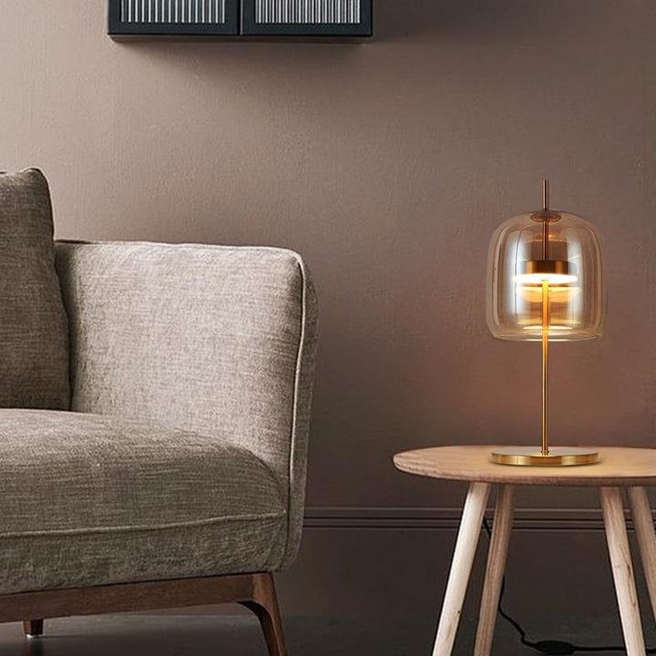 Modern Glass Table Lamp with Gold Accents