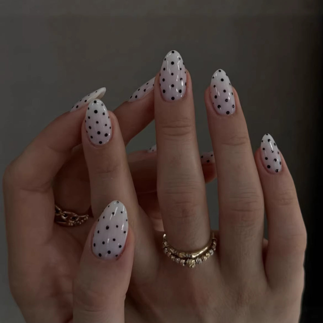 Elegant Polka Dot Press-On Nail Enhancements Kalsten