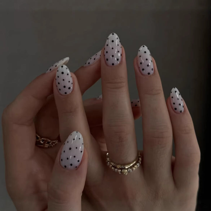 Elegant Polka Dot Press-On Nail Enhancements Kalsten