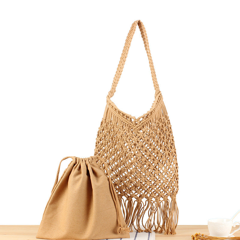 Macramé Crossbody Bag with Fringes Kalsten
