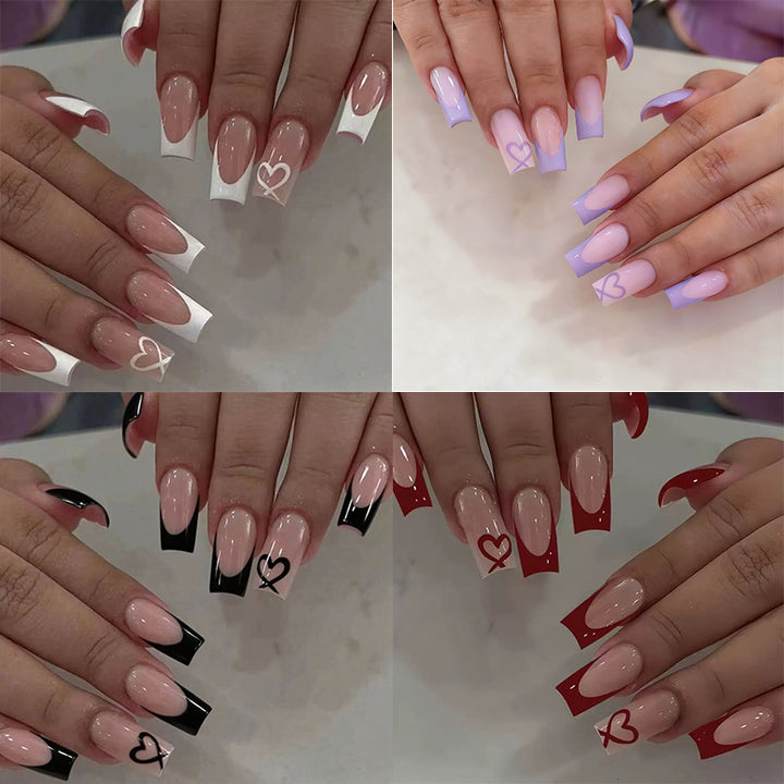 Artistic Heart-Inspired Acrylic Nail Art Enhancements Kalsten