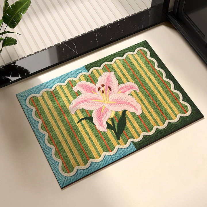 Elegant Floral Patterned Area Mat
