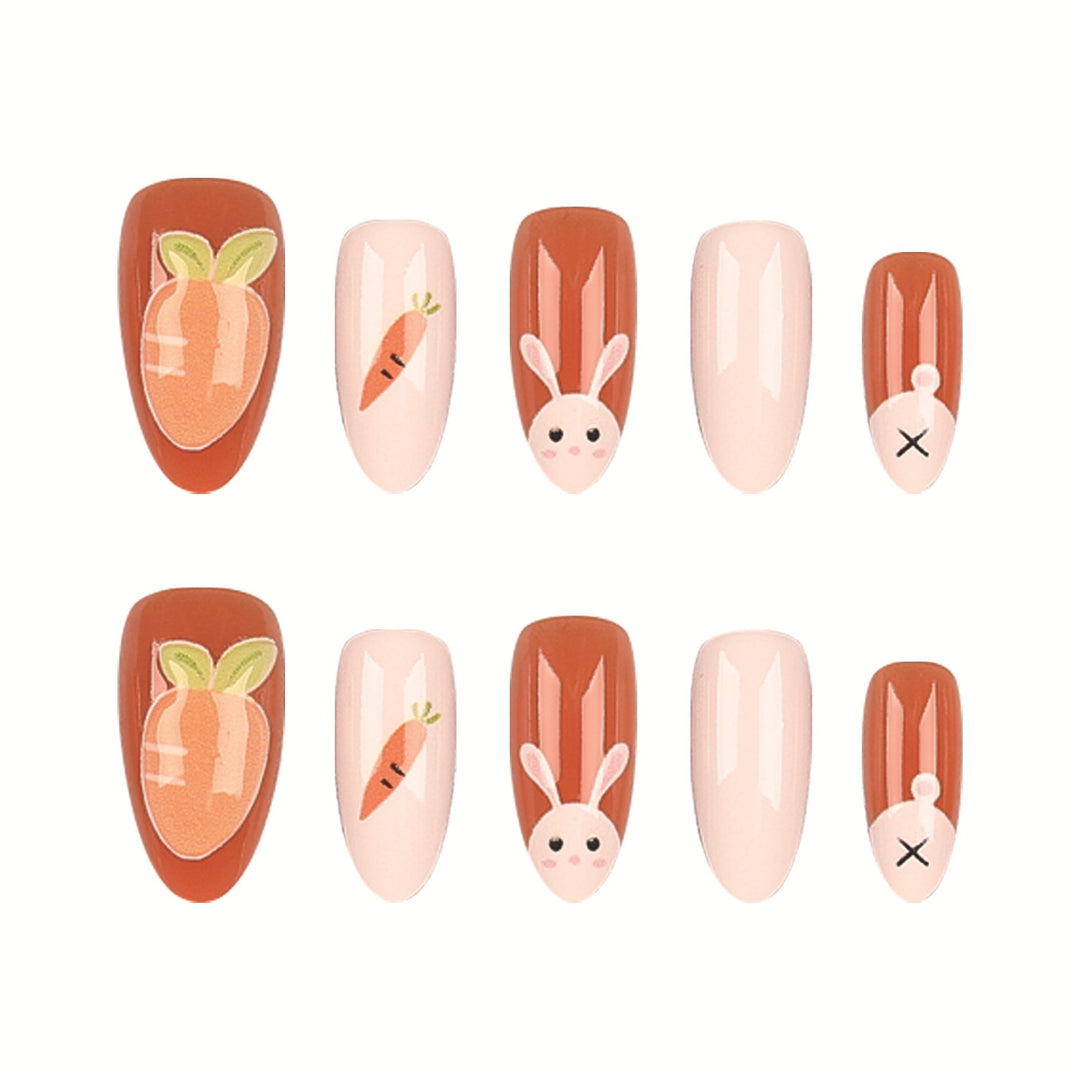 Playful Rabbit and Carrot Press-On Nail Set