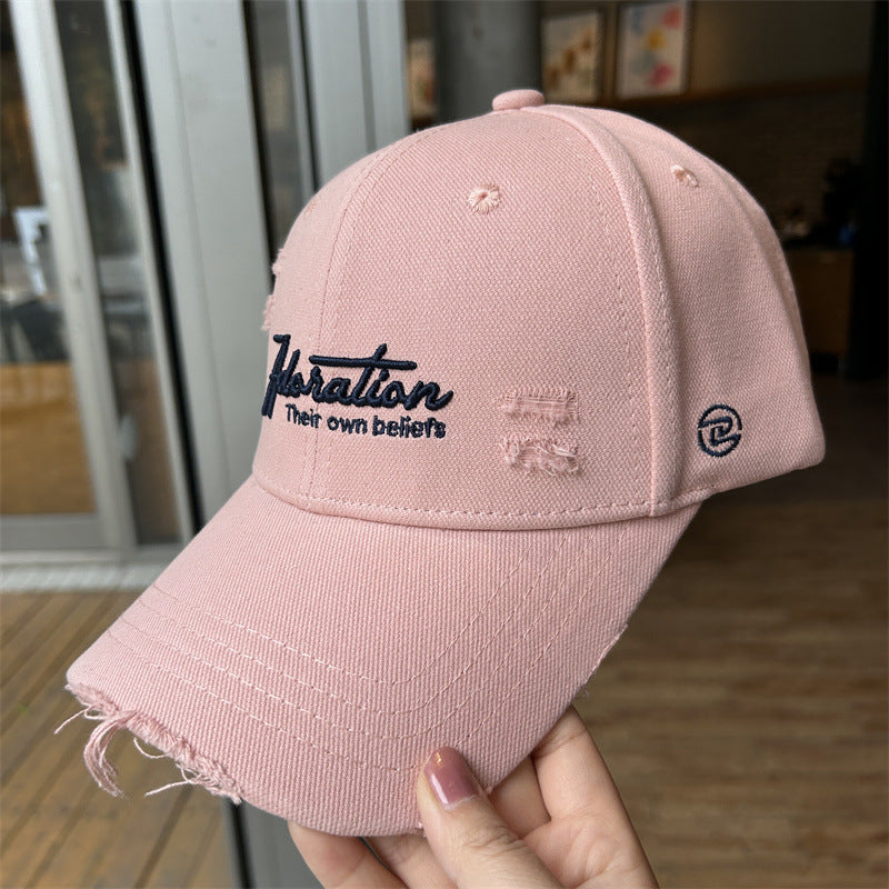Distressed Embroidered Baseball Cap