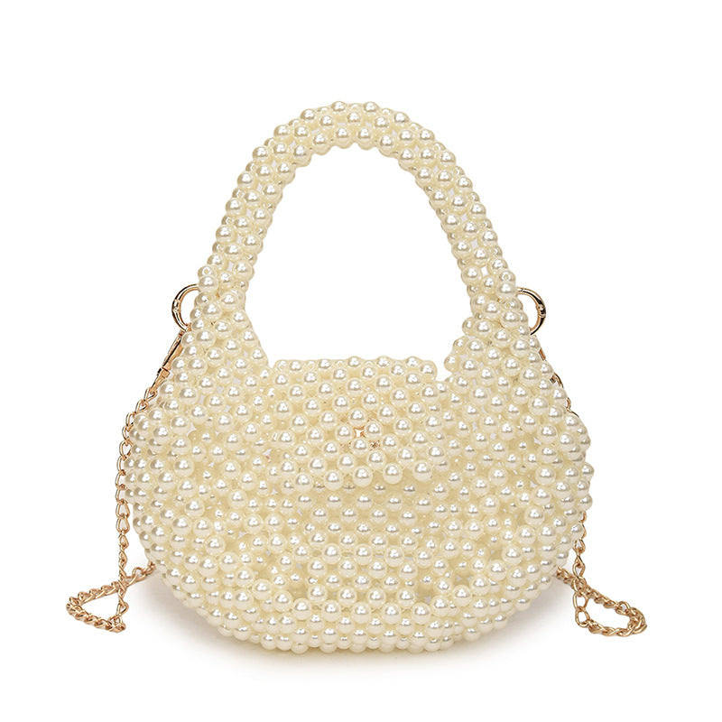 Metallic Pearl-Embellished Handbag