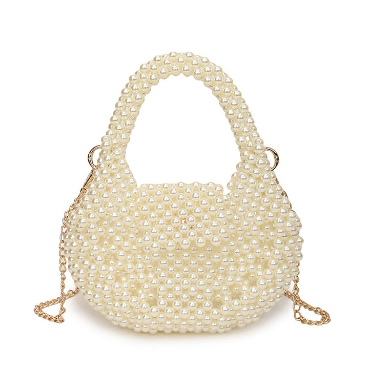 Metallic Pearl-Embellished Handbag