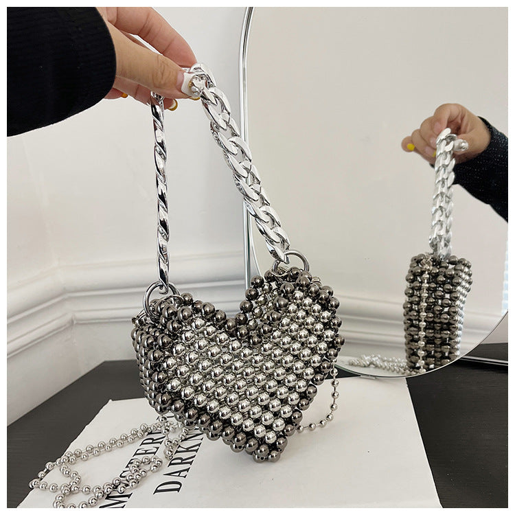Heart-Shaped Beaded Evening Clutch