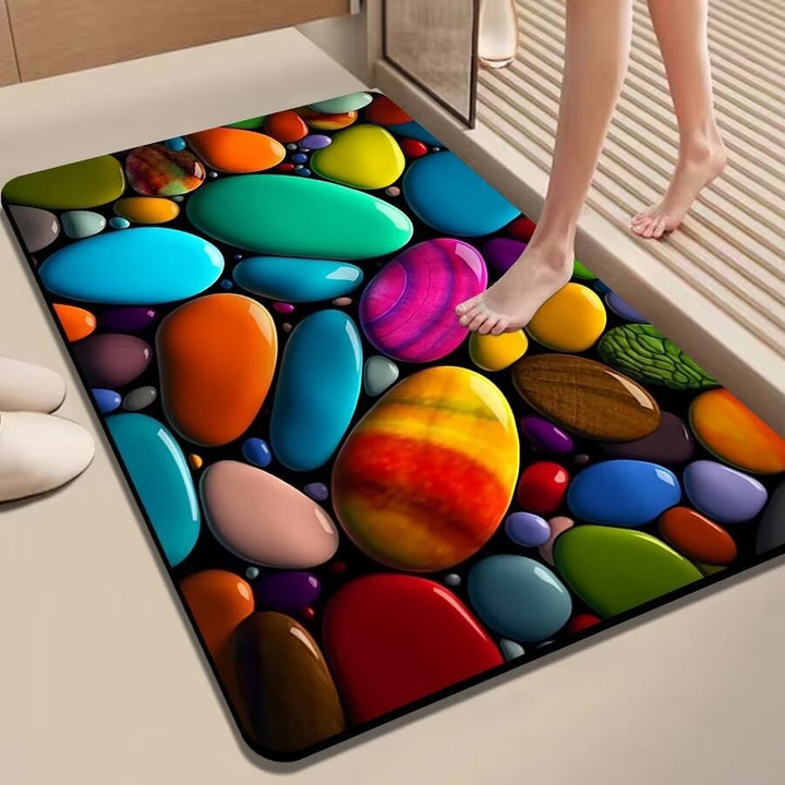 Colorful Pebble-Themed Floor Mat Kalsten