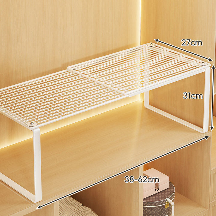 Adjustable Expandable Mesh Closet Shelf Riser with Sturdy U-Leg Support