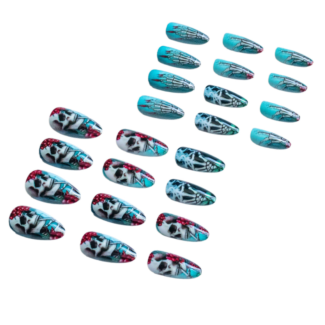 Artistic Skeleton-Themed Press-On Nails