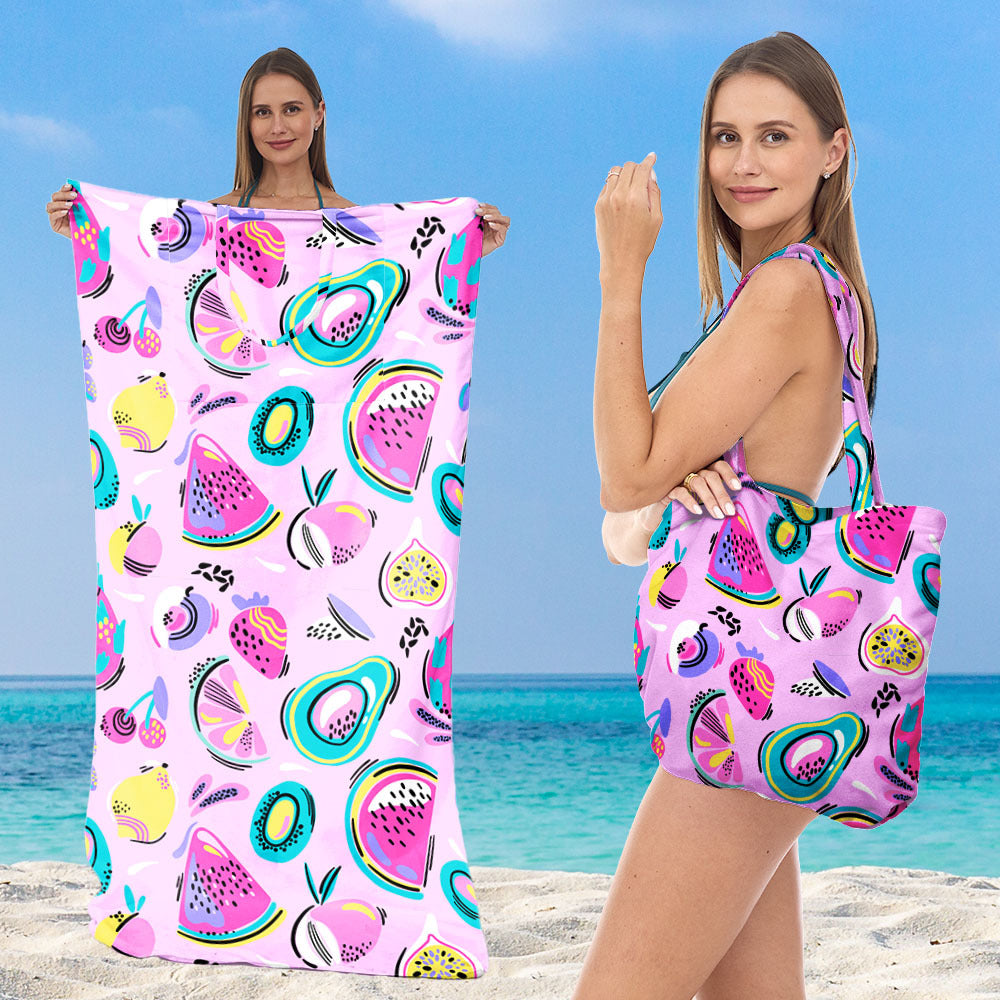 Beach towel with integrated tote bag design Kalsten