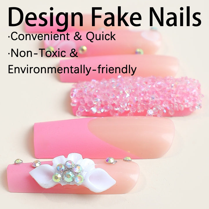 Nail set with high-quality glitter and 3D accents Kalsten