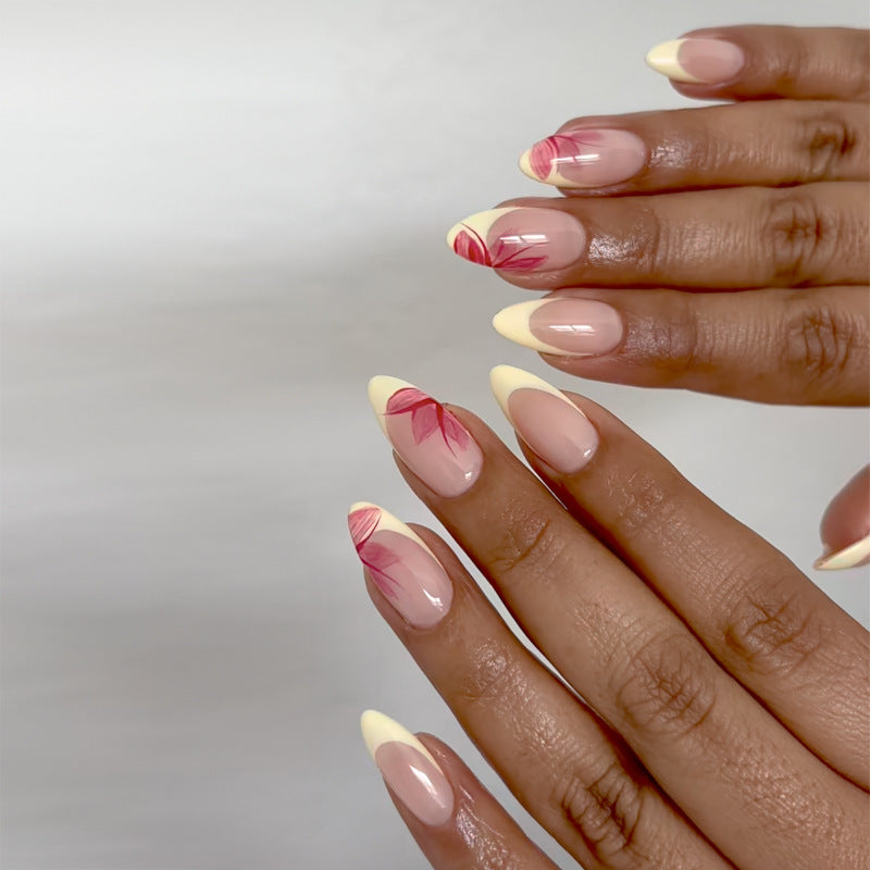 French Tip Floral Design Press-On Nails Kalsten