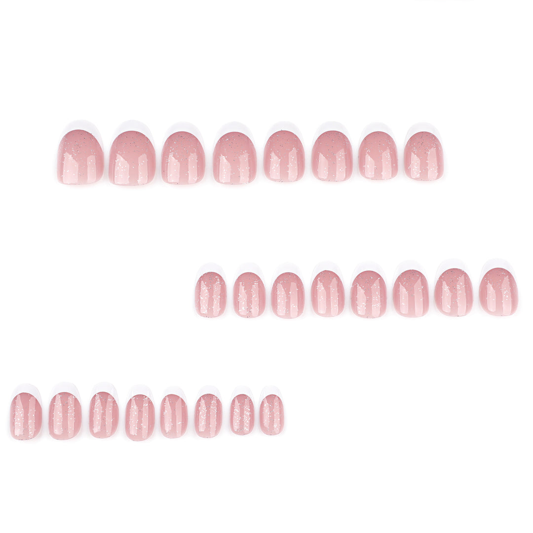 Artful nail art with glitter in gentle tones and elegant tips Kalsten