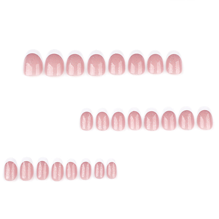 Artful nail art with glitter in gentle tones and elegant tips Kalsten