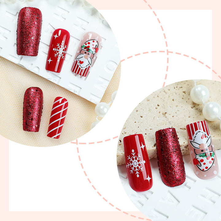 Festive Santa-Themed Press-On Nail Art Set Kalsten
