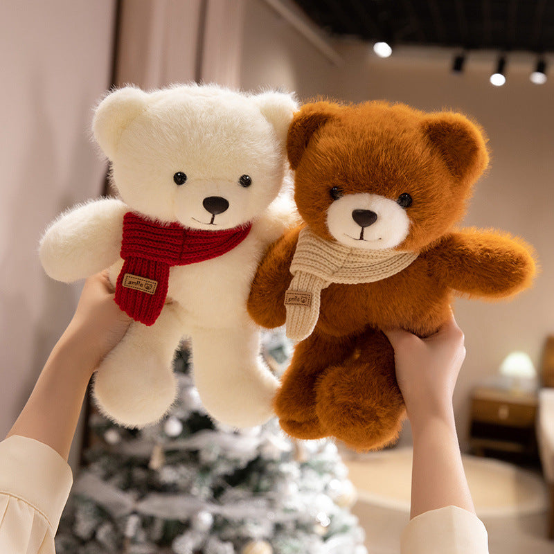 Plush Sitting Collectible Bear with Embroidered Smile, Crystal-Accent Ribbon Bow & Ultra-Soft Faux-Fur Plush Kalsten