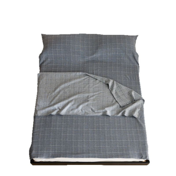 Reversible duvet cover set made of cotton-linen blend with fine check pattern