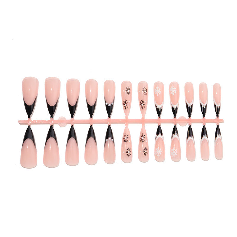 Artificial nail set with stylish black and white patterns Kalsten