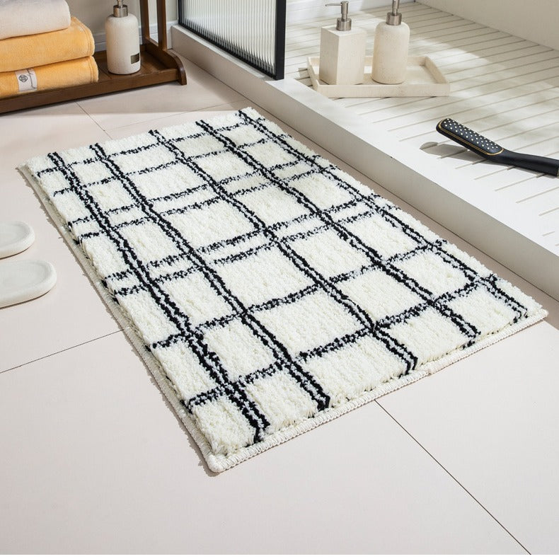 Fluffy Checkered Bath Mat