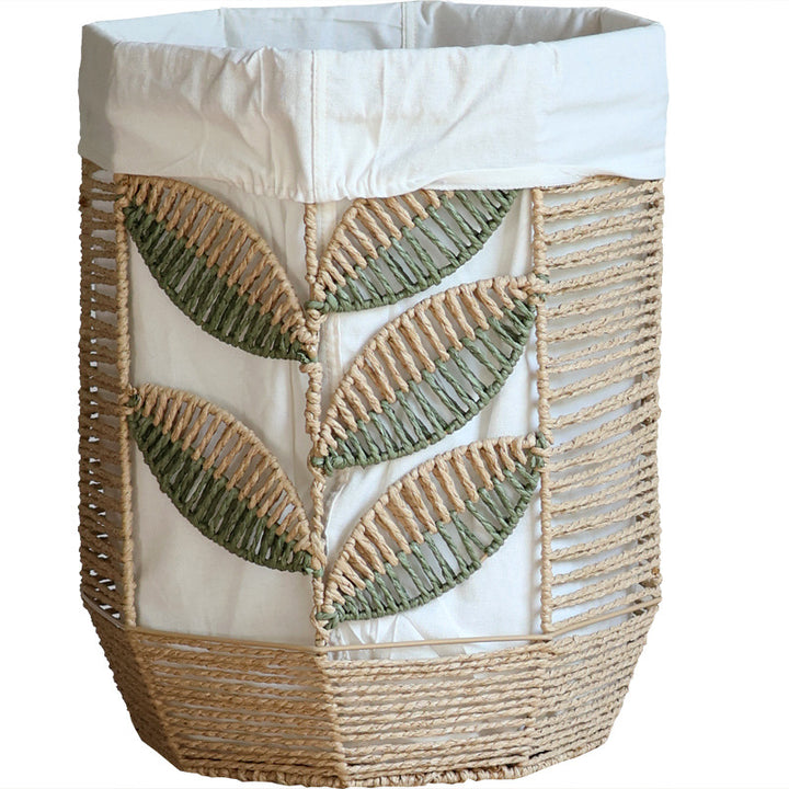 Rustic laundry basket with floral pattern Kalsten