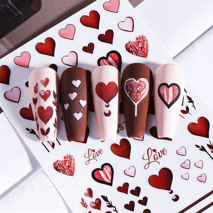 Floral Heart Themed Nail Art Stickers