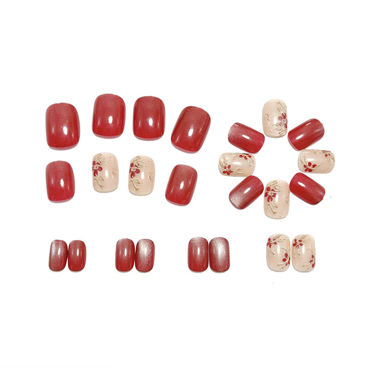 Elegant Artificial Nail Set with Floral Accents Kalsten