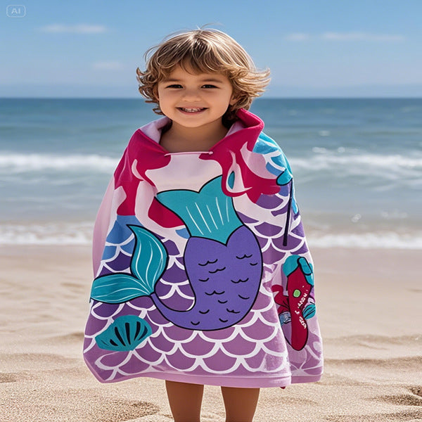 Kids' Fun Dinosaur-Themed Hooded Towel Poncho Kalsten