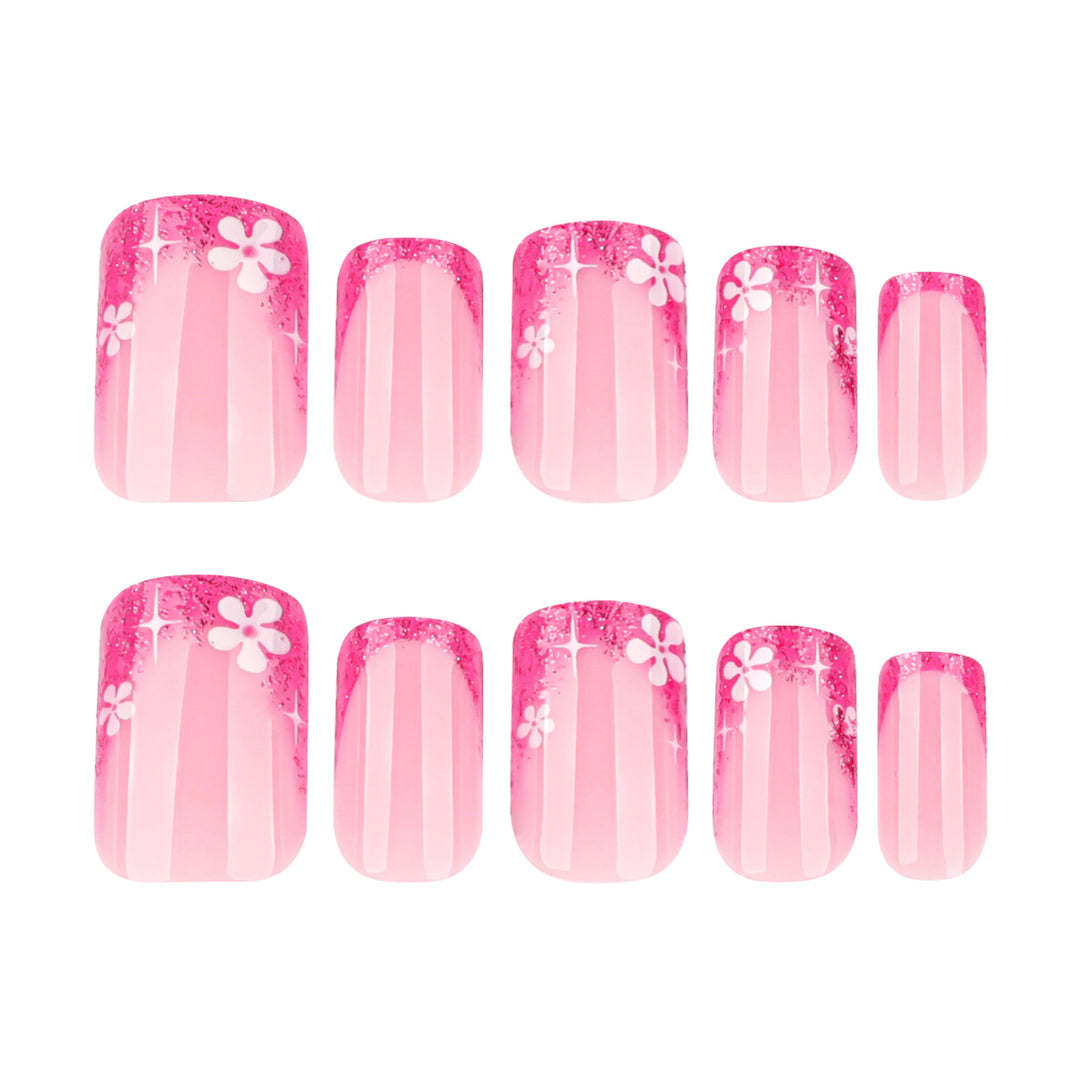 Artistic nail art with floral accent and glitter Kalsten