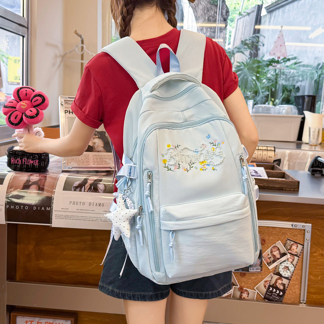 Embroidered Multi-Pocket Backpack Kalsten