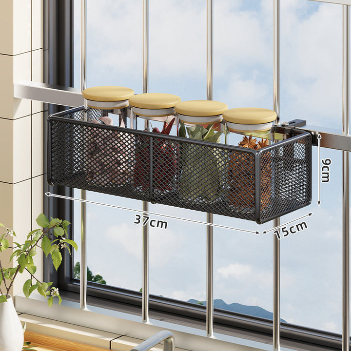 Window-Mounted Mesh Spice Rack and Bar Hanging Organizer