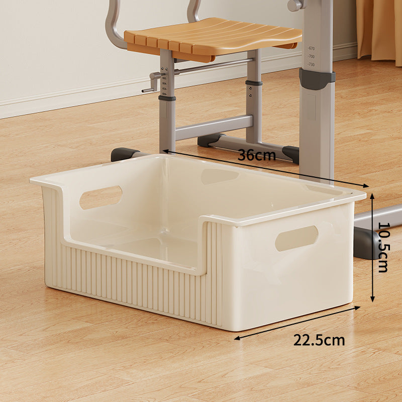 Low-Profile Wheeled Under-Desk Storage Bin with Cutout Handles