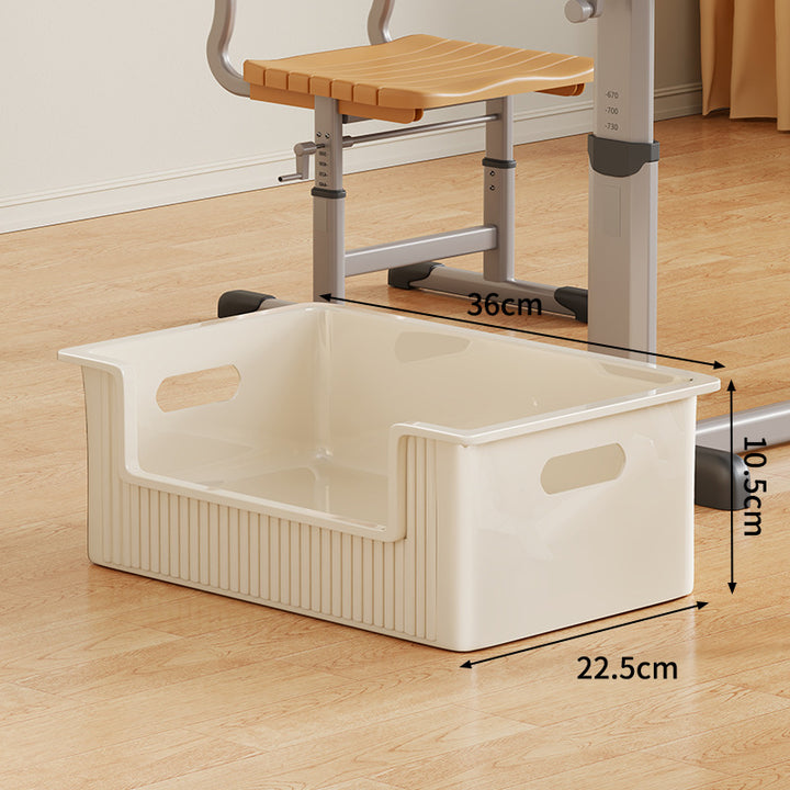 Low-Profile Wheeled Under-Desk Storage Bin with Cutout Handles