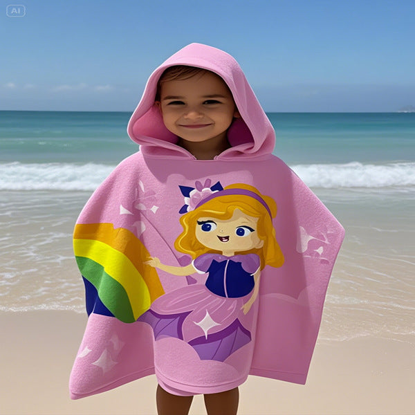 Kids' Fun Dinosaur-Themed Hooded Towel Poncho Kalsten