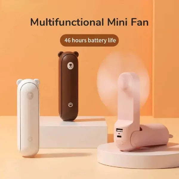 Unisex One Size Foldable Rechargeable Portable Mini Fan with Integrated USB Power Bank and Lanyard Kalsten