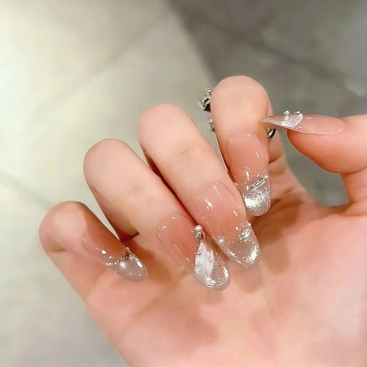 Elegant Glitter Tips Acrylic Nail Extensions