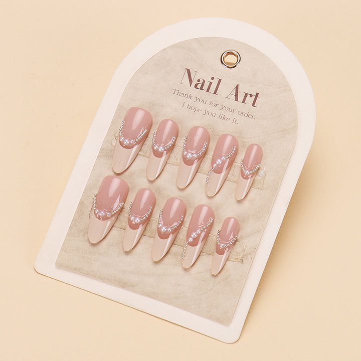 Elegant Stiletto Press-On Nails with Pearl Accents Kalsten