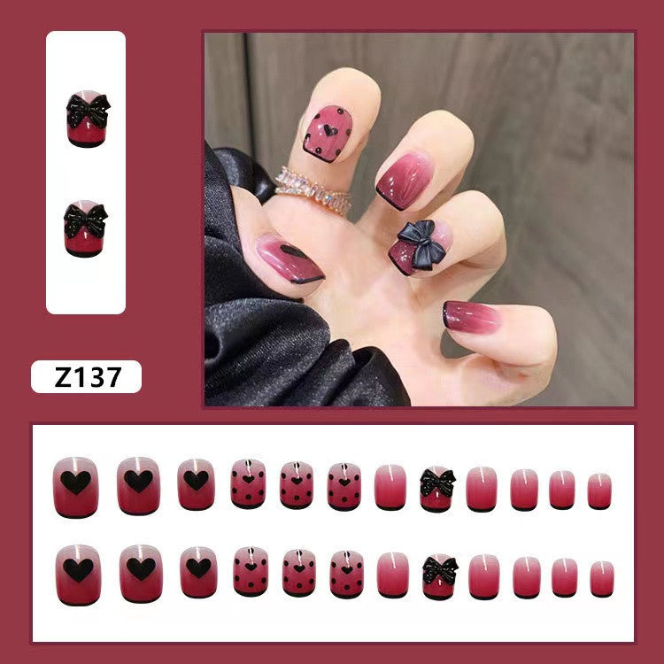 Heart and Bow-Themed Press-On Nail Set