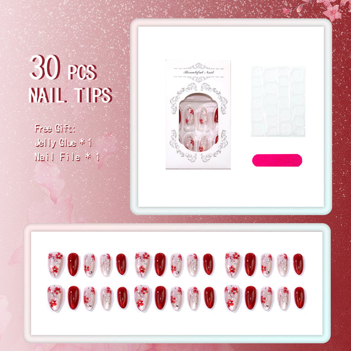 Decorative Floral Press-On Nail Set